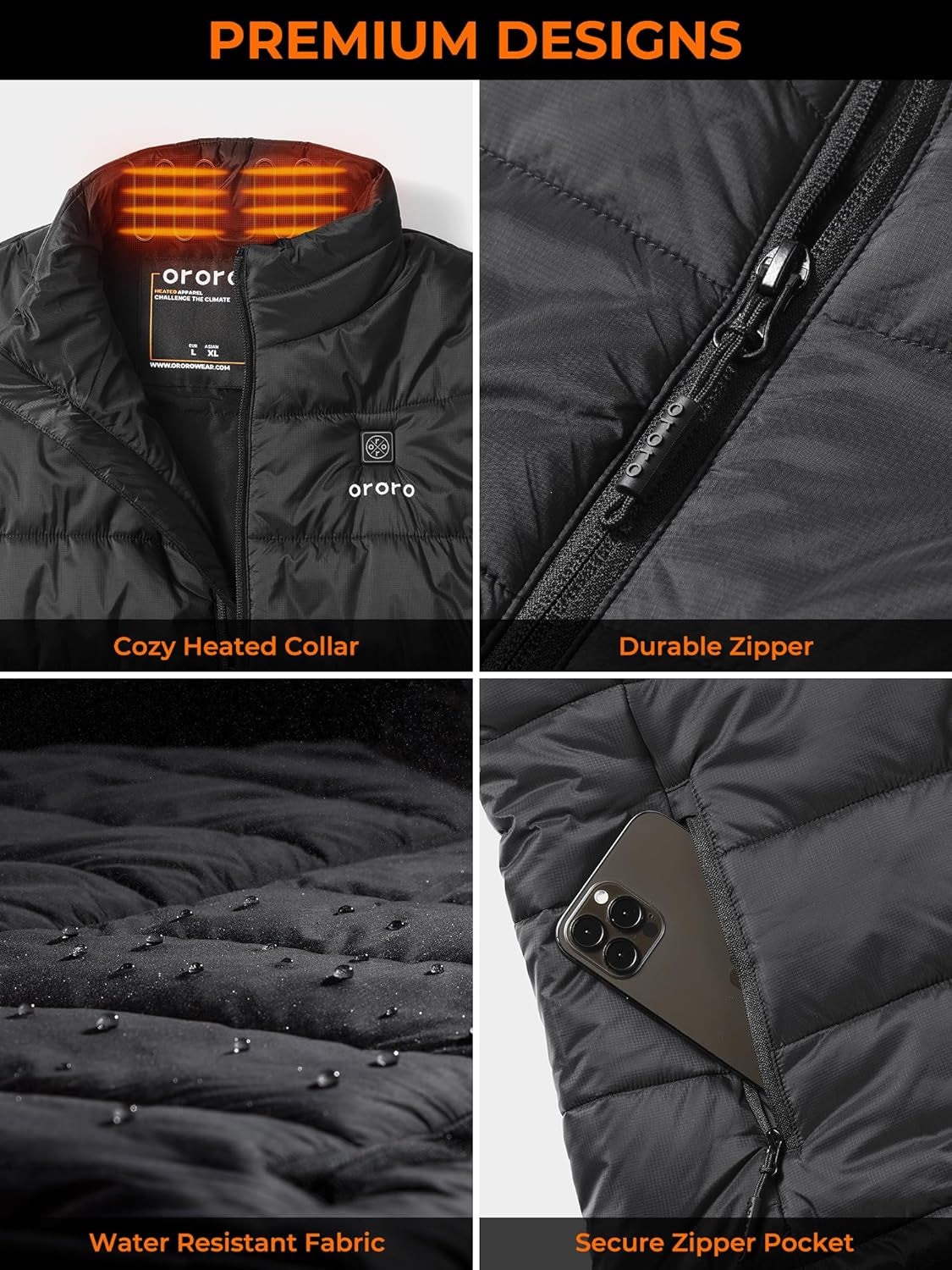 Men'S Lightweight Heated Vest with Battery Pack