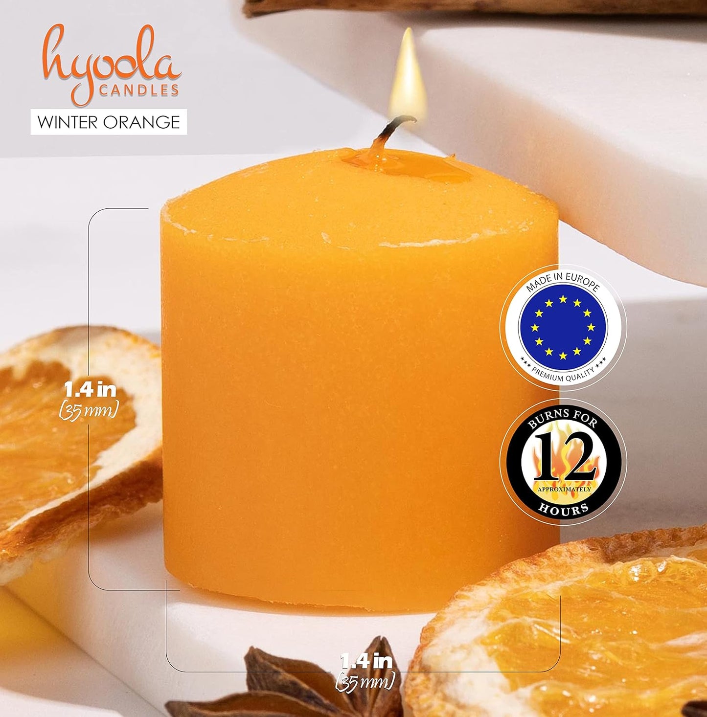 Scented Votive Candles - Winter Orange Votive Candles -12 Hour Burn Time - 9 Pack - European Made