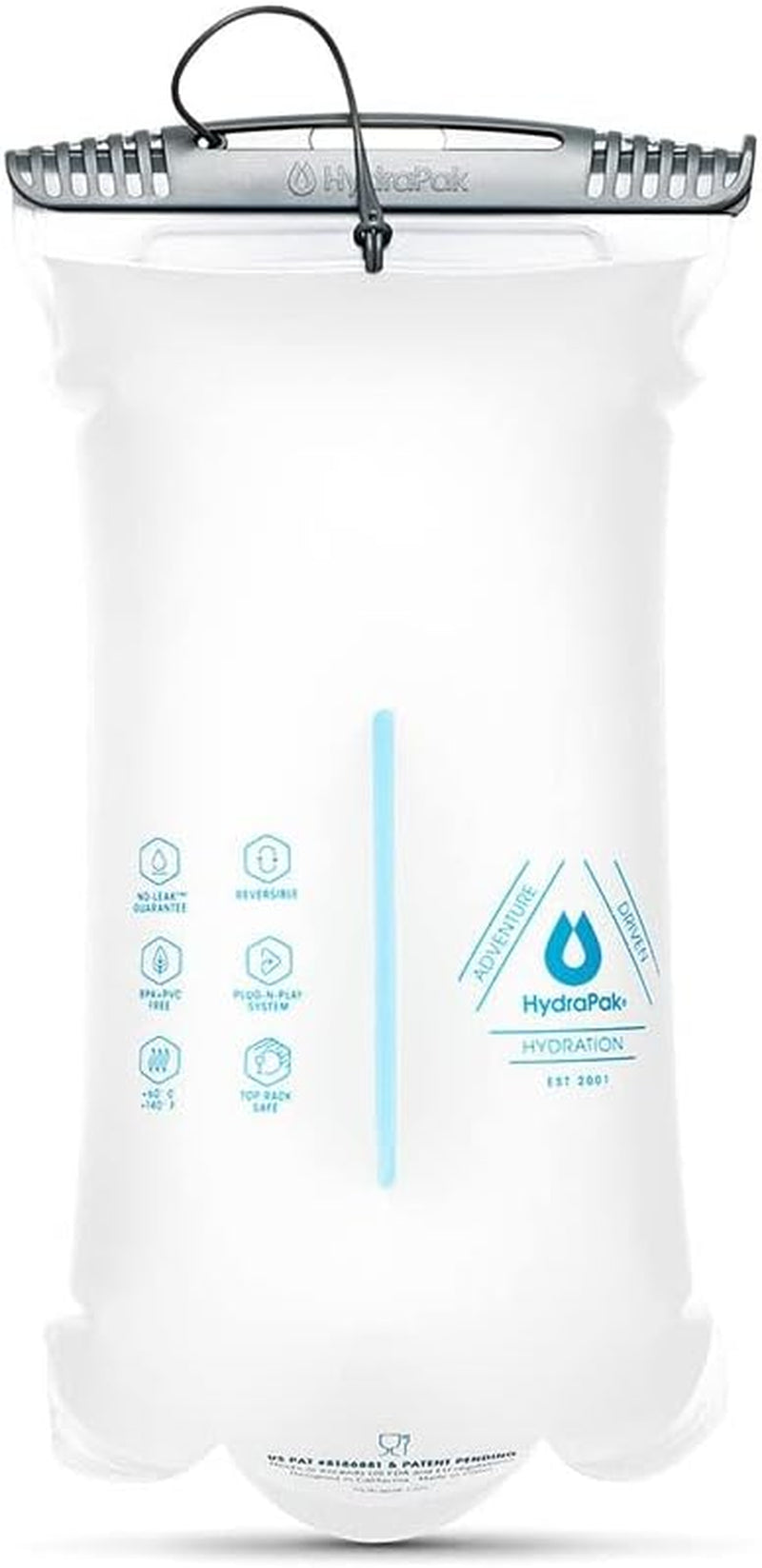 Shape-Shift (For 2L or 3L Hydration Packs) Low-Profile Water Bladder/Reservoir for Hydration Backpacks - High Flow Bite Valve, Leak Proof, Fully Reversible, and Dishwasher Safe