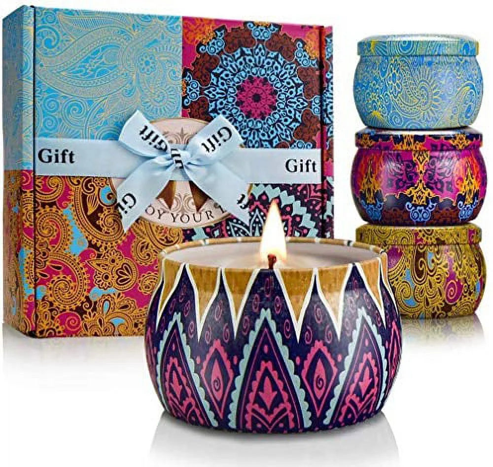 4 Pack Scented Candles Gift Set, 4.4Oz Aromatherapy Candle, Stress Relief Gifts for Women, Candles for Home Scented