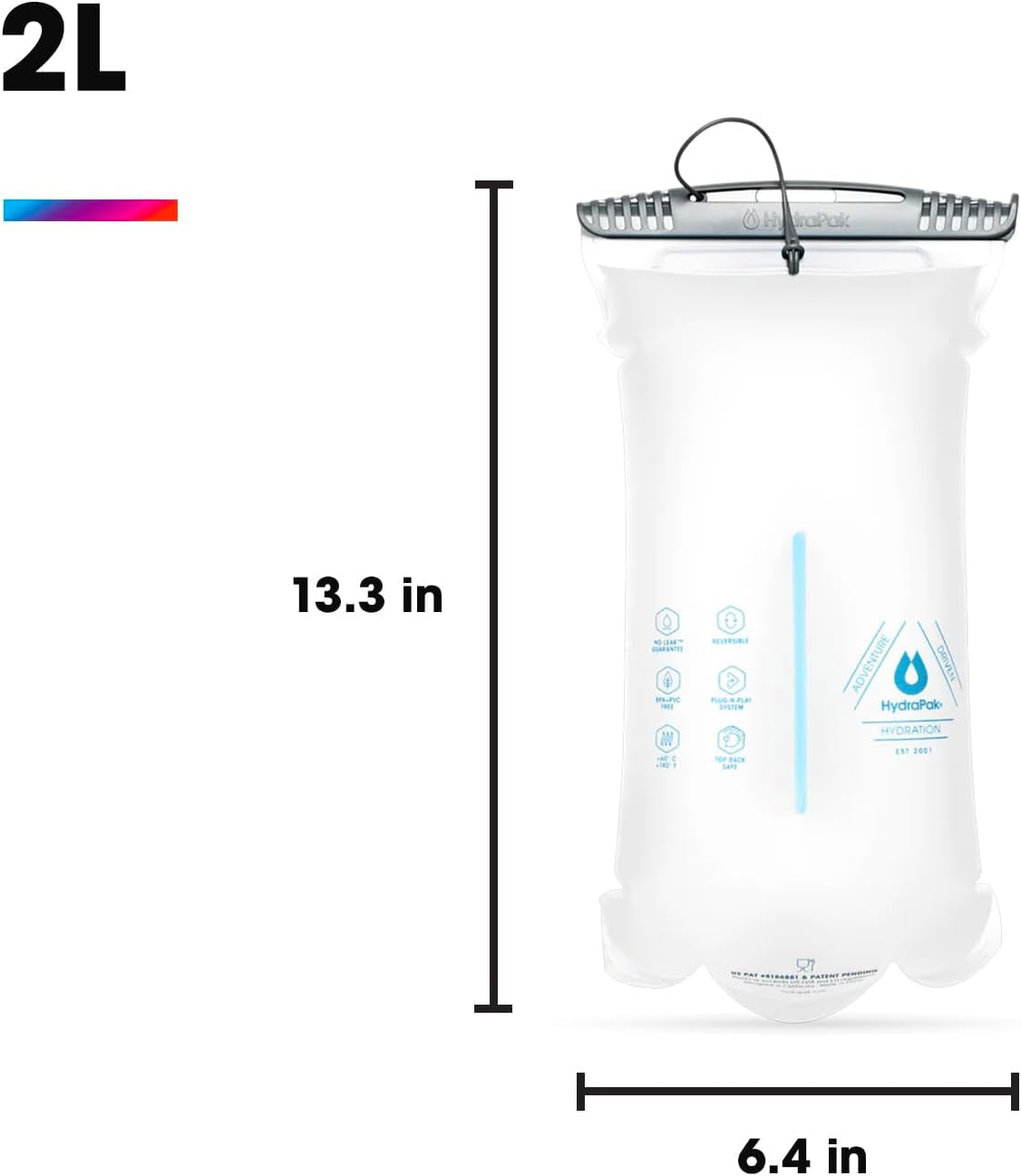 Shape-Shift (For 2L or 3L Hydration Packs) Low-Profile Water Bladder/Reservoir for Hydration Backpacks - High Flow Bite Valve, Leak Proof, Fully Reversible, and Dishwasher Safe