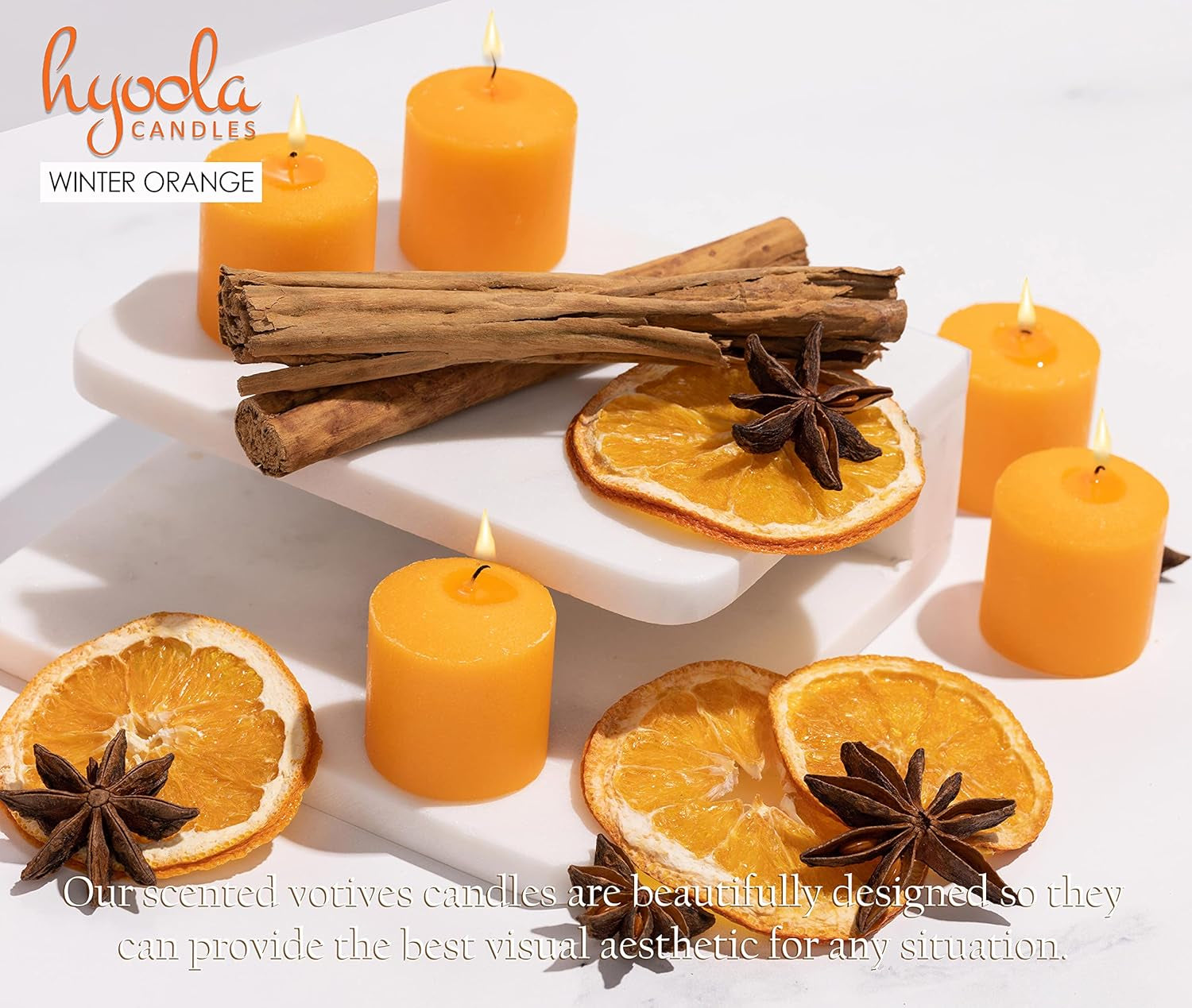 Scented Votive Candles - Winter Orange Votive Candles -12 Hour Burn Time - 9 Pack - European Made