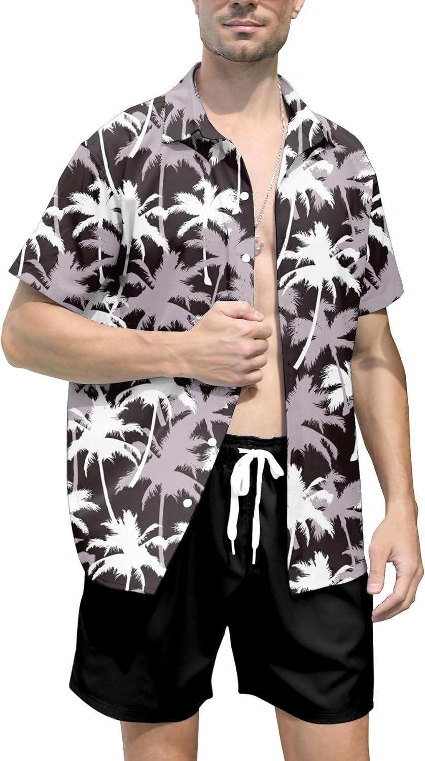 Men'S Hawaiian 2 Pieces Summer Beach Shirts and Shorts Outfits Matching Sets