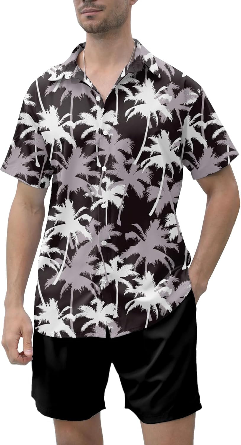 Men'S Hawaiian 2 Pieces Summer Beach Shirts and Shorts Outfits Matching Sets