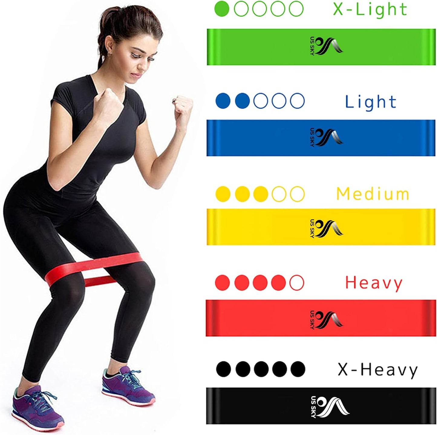 Resistance Loop,Exercise Workout Bands for Women and Men,Set of 5 Stretch Bands for Booty Legs,Best Therapy Elastic Bands for Knee,Pilates Flexible Bands, Yoga Home Fitness, Pull up Bars