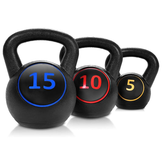 3 Pieces Kettlebell Weight Set - Color: Black