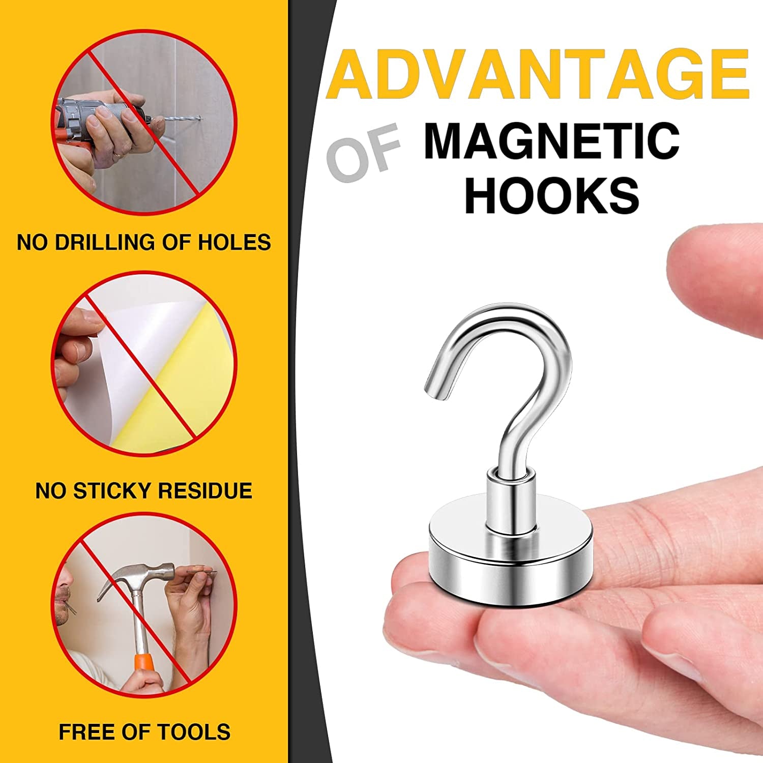 Magnetic Hooks, 30Lbs+ Heavy Duty Magnetic Hooks Cruise for Hanging, Super Strong Magnet Hooks for Cruise Cabin, Refrigerator, Classroom, Magnetic Metal Hooks for Grill (Sliver, Pack of 20)