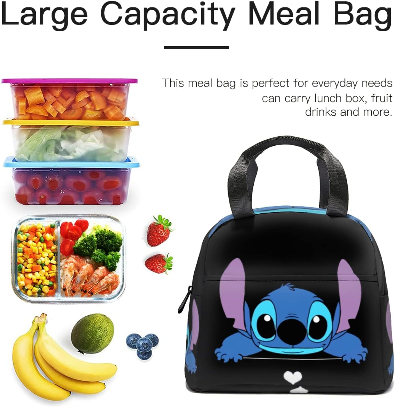 Reusable Insulated Lunch Bag Portable Lunch Box Anime Lunch Tote for Men Women Work Picnic Outdoor Camping